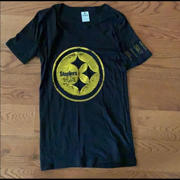 PINK Victoria's Secret Tops - Pittsburgh Steelers sequin double sided T-shirt size M